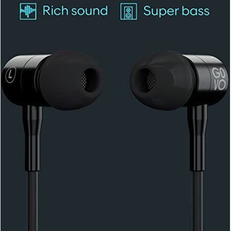 Govo Gobass 900 Wired In Ear Earphones With Hd Mic For Loud & Clear Call, 10Mm Powerful Drivers, Passive Noise Cancellation (Platinum Black)