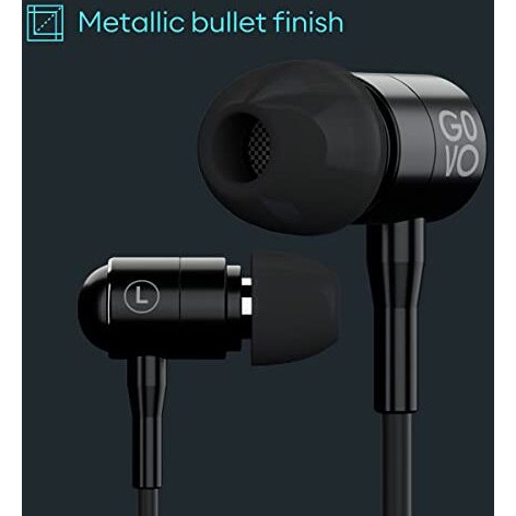Govo Gobass 900 Wired In Ear Earphones With Hd Mic For Loud & Clear Call, 10Mm Powerful Drivers, Passive Noise Cancellation (Platinum Black)