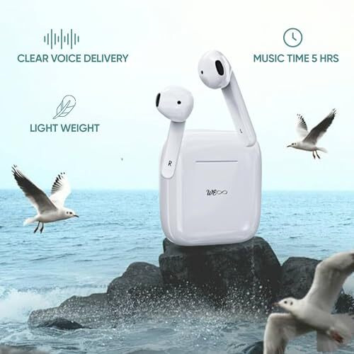 Walta Elite Sky Pod Pro Bluetooth Tws Earbuds With 42H Playtime, Low Latency Mode For Gaming, Enx Tech, Iwp, Ipx4 Water Resistance, Smooth Touch Controls (Pure White)