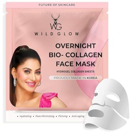 Wildglow Korean Glass Skin Bio-Collagen Overnight Face Mask For Deep Hydration, Pigmentation, Anti-Aging & Pore Minimizing | Hyaluronic Acid, Niacinamide, Vitamin E & Centella | Pack Of 1