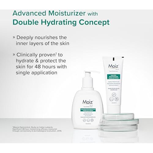 Moiz Lmf 48 Lotion | 48 Hour Long-Lasting Moisturizer | Formulated With 17 Moisturizers | Non-Comedogenic | Paraben & Cruelty-Free (75Ml)