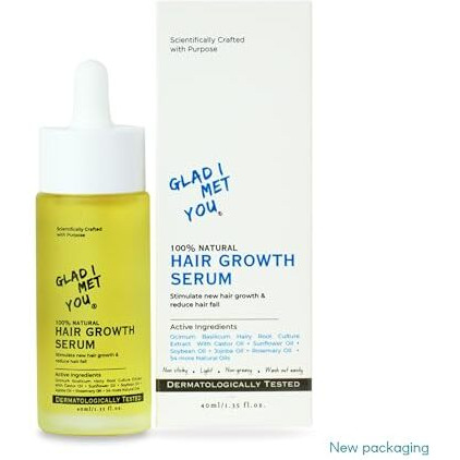 Glad I Met You Hair Growth Serum With Rosemary Oil, Castor Oil, Sunflower Oil + 50 More Active Oils | Men & Women | Dermatologically Tested | 40Ml