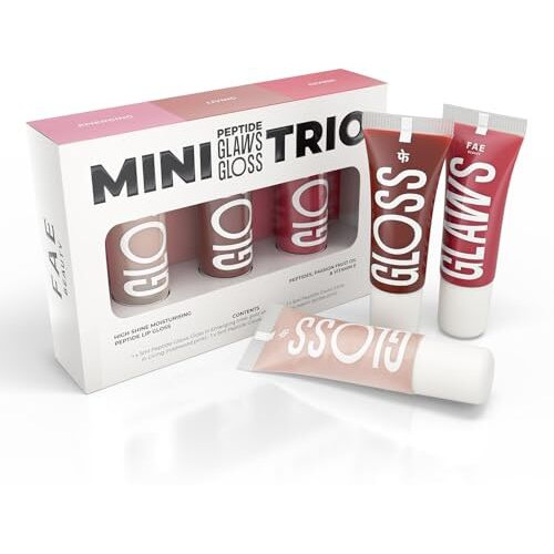 Fae Beauty Mini Peptide Lip Gloss Trio | With Passionfruit Oil & Argireline To Smoothen, Even, And Soften Lips | Non Sticky | Hydrating | Vegan | Shades - Emerging | Living | Giving