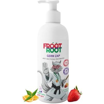 Froot Root Germ Zap Face Wash Gel For Tweens And Active Kids (5-12), With Strawberries And Oranges Neem,Karanja,Manjishtha And Amahaldi,Safe For Kids, No Soap, Parabens/Sulphates,100Ml