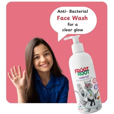 Froot Root Germ Zap Face Wash Gel For Tweens And Active Kids (5-12), With Strawberries And Oranges Neem,Karanja,Manjishtha And Amahaldi,Safe For Kids, No Soap, Parabens/Sulphates,100Ml
