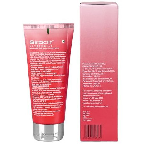 Siracilt-Ultramoist Lotion Advanced Skin Moisturiser With Pea And Niacinamide (Vitamin B3), Reduces Redness, Scaling & Itching, Non-Greasy, Paraben & Sulphate Free, 100Ml