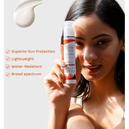Health Sutra 1% Hyaluronic Aqua Ultra Light Gel Sunscreen  Spf 50 Pa++++ | Uva/Uvb & Blue Light Protection | Intense Hydration | Lightweight & Non-Greasy | Suitable For All Skin Types - 50G