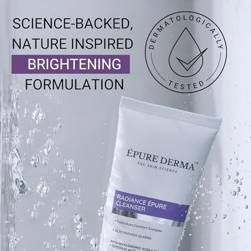 Epure Derma Radiance Brightening Exfoliating Cleanser With Hyaluronic Acid, Niacinamide, Glycolic Acid | Hydrating + Antioxidant Face Wash For Tan, Pigmentation, Uneven Tone, Dark Spots | 100 Ml