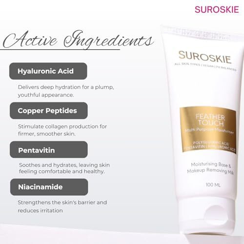 Suroskie Feather Touch Multi-Purpose Moisturizer 100Ml | Luxurious Hydration For Glowing Skin  Perfect For Dry, Normal, And Sensitive Skin Types, Nourishing And Revitalizing For Daily Use