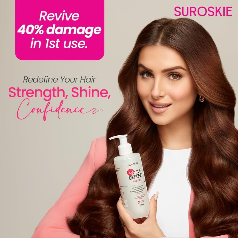 Suroskie Revive & Defend Shampoo 250Ml | Hydrating Care For Dry & Frizzy Hair | With Hydrolyzed Collagen & Biotin For Silky Smooth Texture | Repairs Hair Damage & Suitable For All Hair Types |