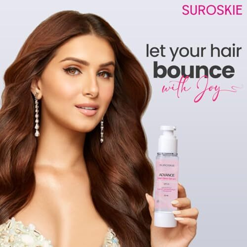 Suroskie Advance Glass Hair Serum 50Ml | Hydrolyzed Collagen & Argan Oil | Instant 20X Shine, Frizz Free Hair (Upto 72 Hrs) | Heat Protection Up To 230 Celsius Serum For Dry Frizzy Hair| Women & Men