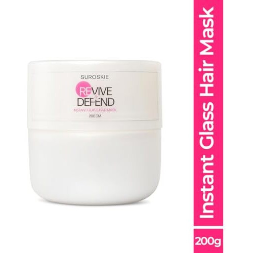 Suroskie Unscented Revive & Defend Instant Glass Hair Mask 200Gm|With Hydrolyzed Keratin Murmuru Butter|Hair For Frizzy Hair|Spa Treatment At Home|Intense Damage Repair Mask|All Types-1 Count
