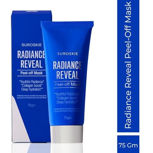 Suroskie Radiance Reveal Peel Off Mask 75G | Honey, Milk Protein & Collagen | Hydration, Skin Brightening, Instant Glow & Plumped Skin | Korean Inspired Skin Care| Peel Off Face Mask For Men & Women