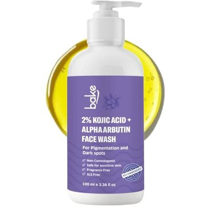 Bake 2% Kojic Acid Brightening Face Wash With Alpha Arbutin & Niacinamide | De-Tan Face Wash | For Pigmentation, Dark Spots & Tan Removal | Anti Pigmentation Daily Wash - 100Ml