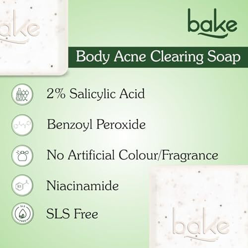 Bake 2% Salicylic Acid Soap (2 Pcs) Scrub Treatment With Niacinamide For Body & Back Acne, Reduces Strawberry Legs | Fades Dark Spots | Non Drying Formula | Soap For Men & Women | 100G X 2