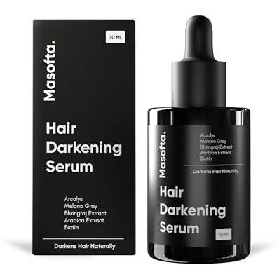 Masofta Anti Grey Hair Darkening Serum | Limits Hair & Beard Greying | Promotes Shinier Hair | With Arcolys, Melano Gray, Biotin & Bhringraj For Both Men & Women, 30Ml