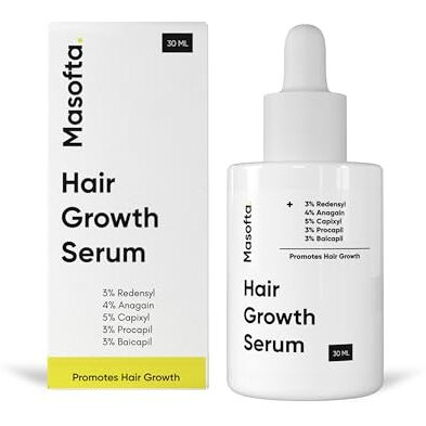 Masofta Hair Growth Serum For Promoting Hair Growth & Controlling Hair Fall | With 3% Redensyl, 5% Capixyl, 4% Anagain, 3% Procapil & 3% Baicapil, Rosemary & Biotin, For Both Men & Women, 30Ml
