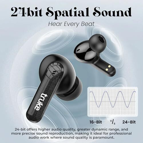 Truke New Launch Buds Echo True Wireless In Ear Earbuds With 24-Bit Spatial Audio, 13Mm Titanium Driver, Dual Pairing Ear Buds, 40Ms Latency, 70H Battery Fast Charge Tws, Quad-Mic Enc, Bt 5.4 (Black)