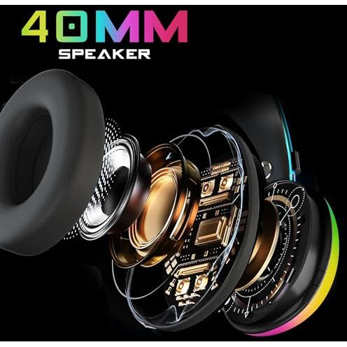 Truke Newly Launched Btg Thunder Over The Ear Gaming Headphone With 70H Of Playtime, 40Mm Titanium Drivers, Dual Pairing Headset, Gaming Mode (40Ms Latency) With Rgb Leds, Detachable Mic, Bt 5.4-Blue