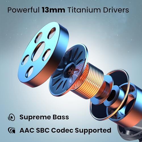 Truke New Launch Buds Aura True Wireless In Ear Earbuds With 70Hrs Of Playtime And Fast Charging Ear Buds, 13Mm Titanium Drivers, Quad-Mic Enc Tws, 40Ms Low Latency Gaming Buds, Bt 5.4 (Azure Blue)