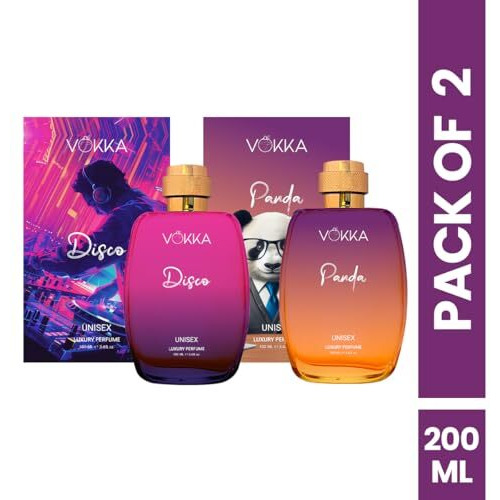 Vokka Disco & Panda 200 Ml | Pack Of 2 X 100Ml Unique Unisex Luxury Long Lasting Ambery Leather Perfume Gift Set For Men And Women | Leather Scent Eau De Parfum | Notes Amber Leathery