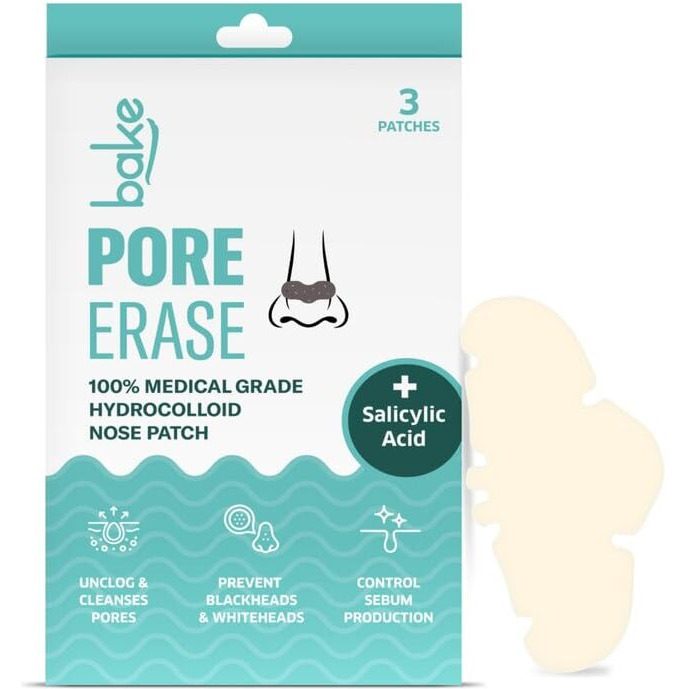 Bake 2% Salicylic Acid Nose Strips For Pore Cleansing & Blackheads Removal | Hydrocolloid Nose Strips For Control Sebum Production (3 Strips)