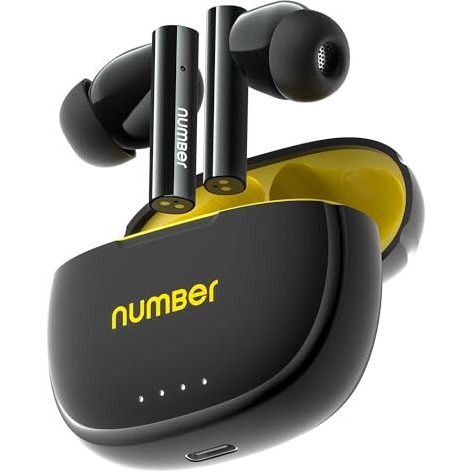 Number Navo Buds X1 W/ 50H Playtime, Dual Pairing, 13Mm Speakers, Enc, 45Ms Low Latency Bluetooth (Black Sun)