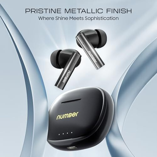 Number Navo Buds X1 W/ 50H Playtime, Dual Pairing, 13Mm Speakers, Enc, 45Ms Low Latency Bluetooth (Black Sun)