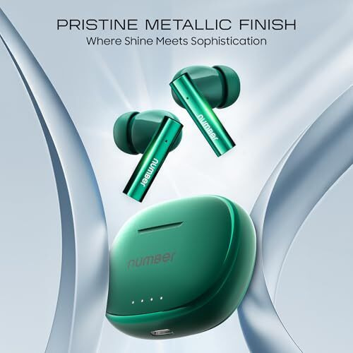 Number Navo Buds X1 W/ 50H Playtime, Dual Pairing, 13Mm Speakers, Enc, 45Ms Low Latency Bluetooth (Green Stone)