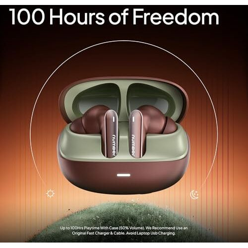 Number Navo Buds N1 W/ 100Hrs Playtime, 4Mic Enc, Dual Pairing, High Bass, Fast Charge(Choco Brown)