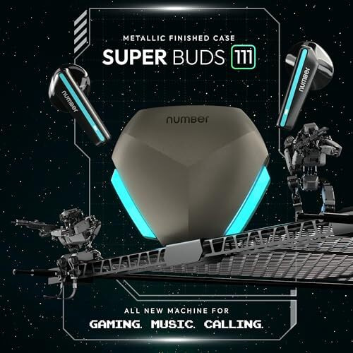 Number Super Buds 111, Ai Enc Gaming Tws Earbuds, Low Latency 45Ms, Upto 32Hrs Playback Bluetooth (Grey Ice)