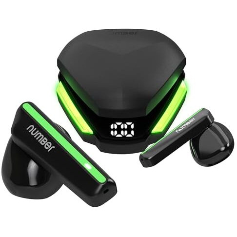 Number Super Buds 111, Ai Enc Gaming Tws Earbuds, Low Latency 45Ms, Upto 32Hrs Playback Bluetooth (Black Neon)