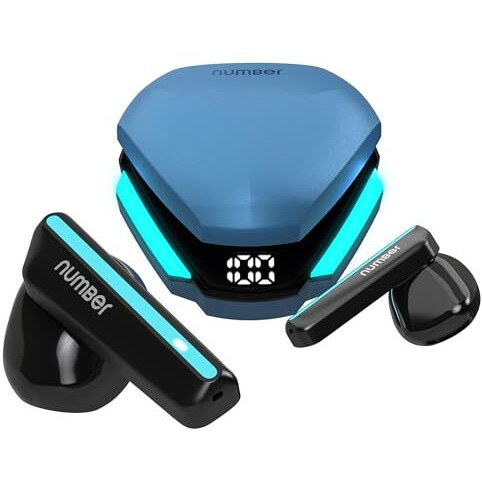 Number Super Buds 111, Ai Enc Gaming Tws Earbuds, Low Latency 45Ms, Upto 32Hrs Playback Bluetooth (Blue Ice)