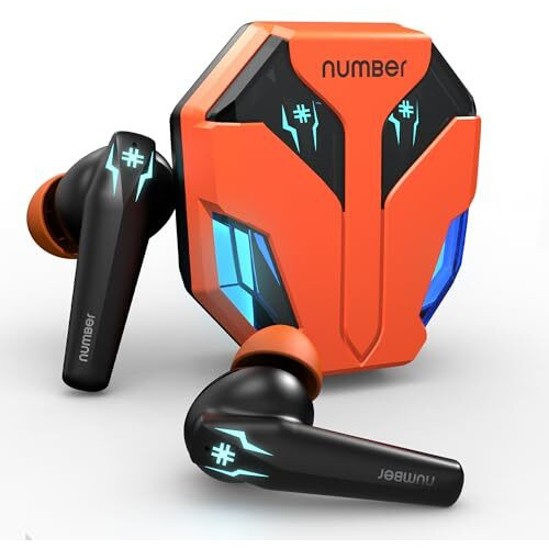 Number Super Buds Pro Gt99 Truly Wireless In Ear Earbuds With 50 Hours Playtime, 35Ms Ultra Low Latency, Dual Pairing Ear Buds, Quad Mic Enc, Bt 5.4, Ipx5, Fast Charging, Made In India (Glass Orange)