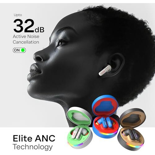Number Super Buds 555 Anc (32Db) Truly Wireless In Ear Earbuds With 66H Playtime, Dual Pairing Ear Buds, 35Ms Low Latency, 13Mm Speakers, 4Mic Enc, Bt 5.4, Fast Charging, Made In India (Grey Forest)