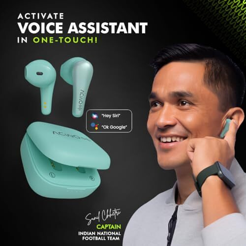 Acwo Newly Launched Dwots 515 Bluetooth Tws In Ear Earbuds With 50H Playtime, Ai-Enc Technology, 50Ms Low Latency Gaming Tws, Bassboomx Real Drivers Ear Buds Headphones, Bt V5.3 (Aqua Blue)