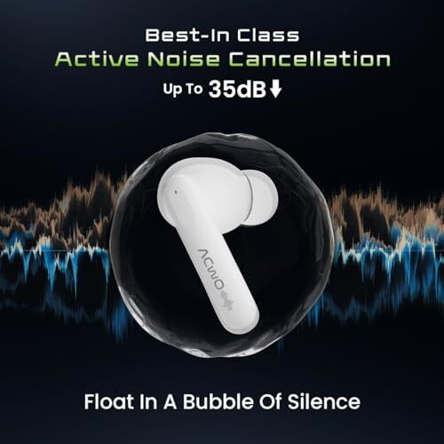 Acwo Decibel, Flagship Anc In-Ear Tws Earbuds, 60Hrs Playtime, Feel The Bass With 13Mm Titanized Drivers, 4 Noise Cancellation Mics, Quick Charging, 3 Dedicated Equaliser Modes, (Seashell White)