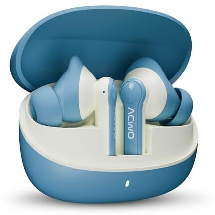 Acwo Dwots 313 Wireless Earbuds | 65Hrs Playtime | 50Ms Low Latency | 3 Preset Eq Modes | Ipx5 Water Resistant | Hyper Boost Charging  10Mins Charge  120Mins Playtime (Cool Blue)