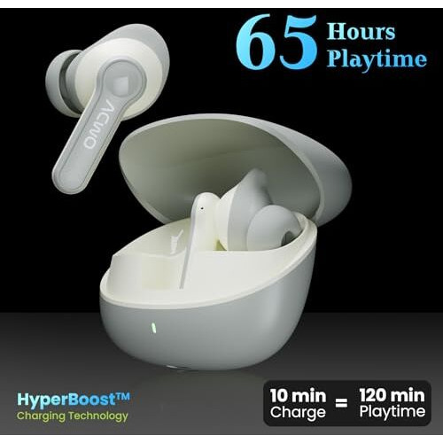 Acwo Dwots 313 Wireless Earbuds | 65Hrs Playtime | 50Ms Low Latency | 3 Preset Eq Modes | Ipx5 Water Resistant | Hyper Boost Charging  10Mins Charge  120Mins Playtime (Cool Grey)