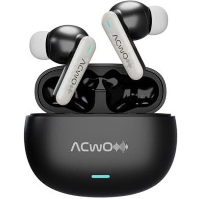 Acwo Dwots 727 V2 New Version, In-Ear True Wireless Earbuds, 42-Hour Playtime, Pure Audio Technology, 25Db Anc, Sonic Shield Enc With 4 Mics, 40Ms Low Latency, Hyper Boost Charging (Baby Blue)
