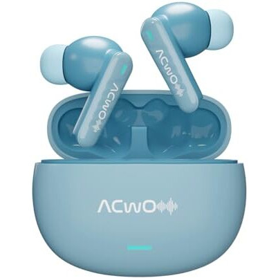 Acwo Dwots 727 V2 New Version, In-Ear True Wireless Earbuds, 42-Hour Playtime, Pure Audio Technology, 25Db Anc, Sonic Shield Enc With 4 Mics, 40Ms Low Latency, Hyper Boost Charging (Baby Blue)