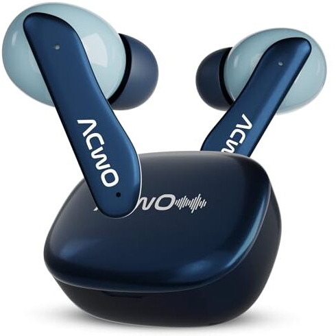 Acwo Dwots 111 Wireless Earbuds | Up To 75Hrs Battery Life | 10Mm Spatial Drivers | Noise-Free Calls With 4 Noise Cancellation Mics | Bluetooth V5.4 | Dedicated Cinematic & Bass Mode (Comet Blue)