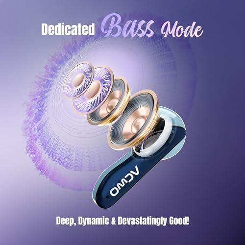 Acwo Dwots 111 Wireless Earbuds | Up To 75Hrs Battery Life | 10Mm Spatial Drivers | Noise-Free Calls With 4 Noise Cancellation Mics | Bluetooth V5.4 | Dedicated Cinematic & Bass Mode (Comet Blue)