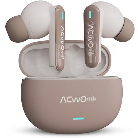 Acwo Dwots 727 V2 New Version, In-Ear True Wireless Earbuds, 42-Hour Playtime, 25Db Anc, Sonic Shield Enc With 4 Mics, 40Ms Low Latency, Hyper Boost Charging Bluetooth V5.3 (Bisque Beige)