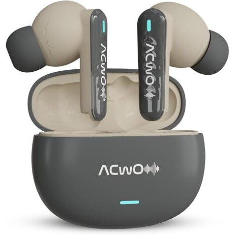 Acwo Dwots 727 V2 New Version, In-Ear True Wireless Earphones, 42-Hour Playtime, 25Db Anc, Sonic Shield Enc With 4 Mics, 40Ms Low Latency, Hyper Boost Charging Bluetooth V5.3 (Fuscous Grey)