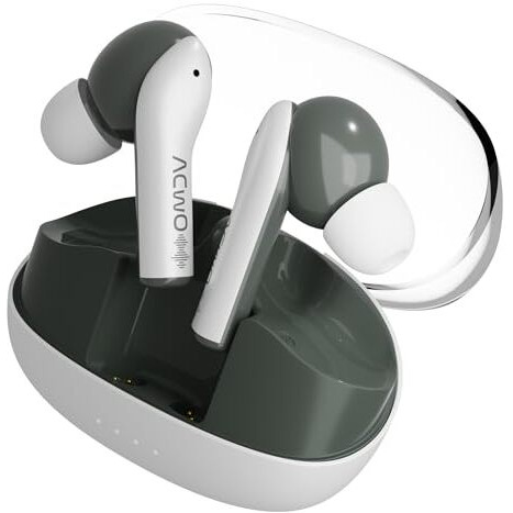 Acwo Dwots 535-V2 In Ear Truly Wireless Earbuds, Made In India, 60H Playtime, 50Ms Low Latency, Auto Connect With Bluetooth V5.4, 10Mm Bass Boom X Drivers, Luxe White