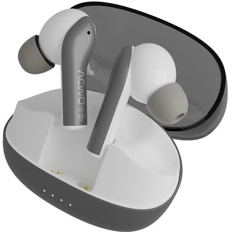 Acwo Dwots 535-V2 In Ear Truly Wireless Earbuds, Made In India, 60H Playtime, 50Ms Low Latency, Auto Connect With Bluetooth V5.4, 10Mm Bass Boom X Drivers, Luxe Grey