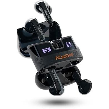 Dwots Fire Ultra | 75Hrs Playtime | Quad Mics With Anc | 40Ms Low Latency | Trans Anc Mode | Dual Sharing & Individual Connectivity | Voice Assistant Integration - Titan Black