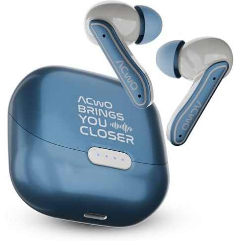 Acwo Dwots 737 Wireless Earbuds | 70Hrs Playtime | Up To 32Db Anc | 4 Mics With Enc | Bluetooth V5.4 | Hyperboost Charging  10Mins Charge  120Mins Playtime (Marble Blue)