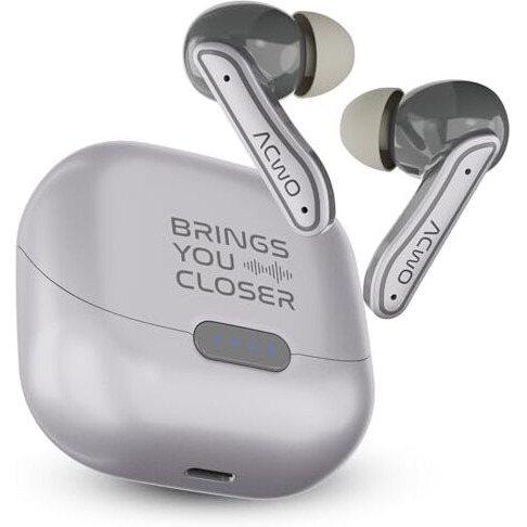 Acwo Dwots 737 Wireless Earbuds | 70Hrs Playtime | Up To 32Db Anc | Bluetooth V5.4 | Hyperboost Charging  10Mins Charge  120Mins Playtime (Mercury White)